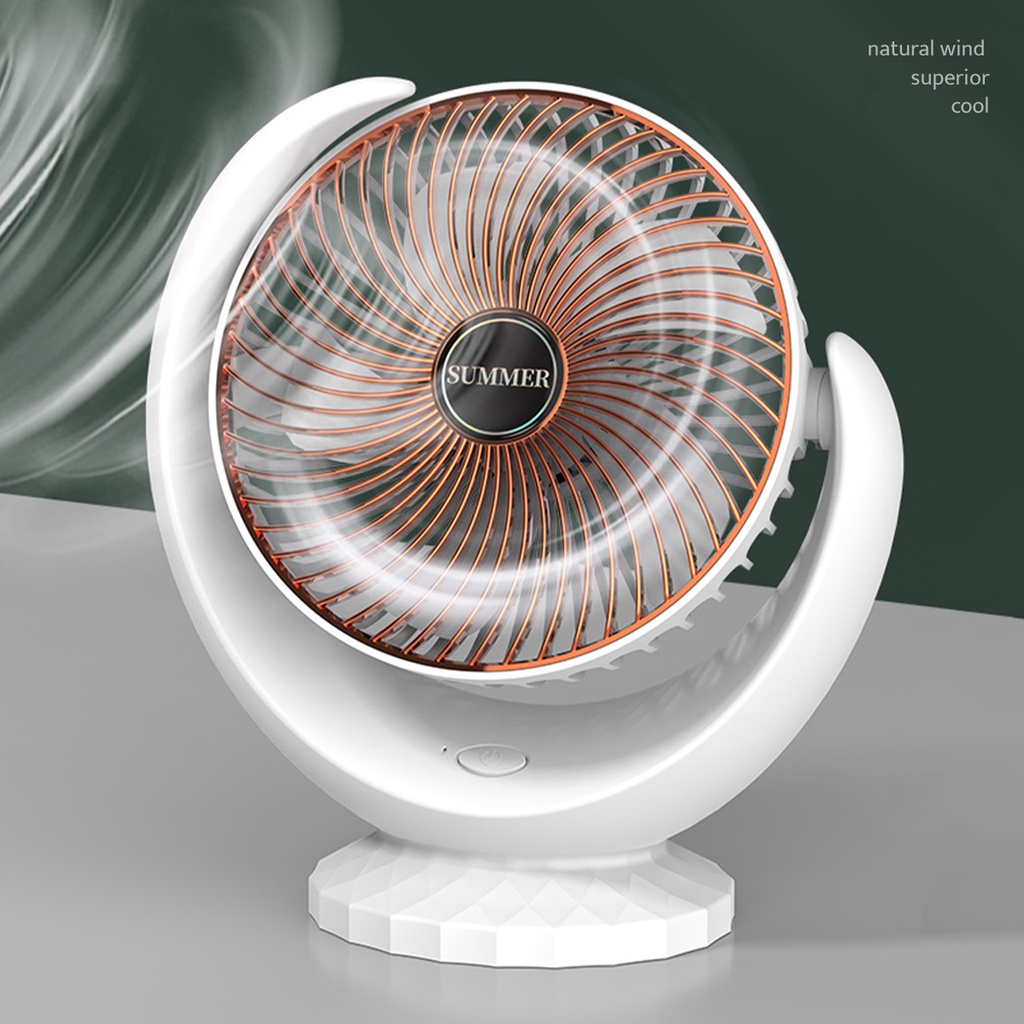 Quạt Mini Để Bàn Sạc Pin - Quạt Tích Điện Loại Lớn SUMMER Desktop Fan, Quạt Điện 3 Tốc Độ Gió, Tích Hợp Chế Độ Gập Thông Minh Sử Dụng 6-8 Tiếng