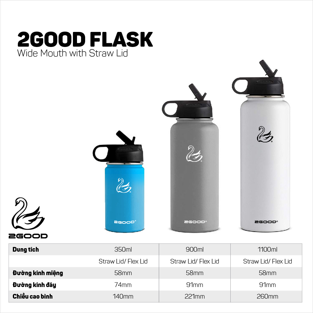 Bình Giữ Nhiệt 2GOOD FLASK Wide Mouth WM-01 (900ml) - Hàng Chính Hãng