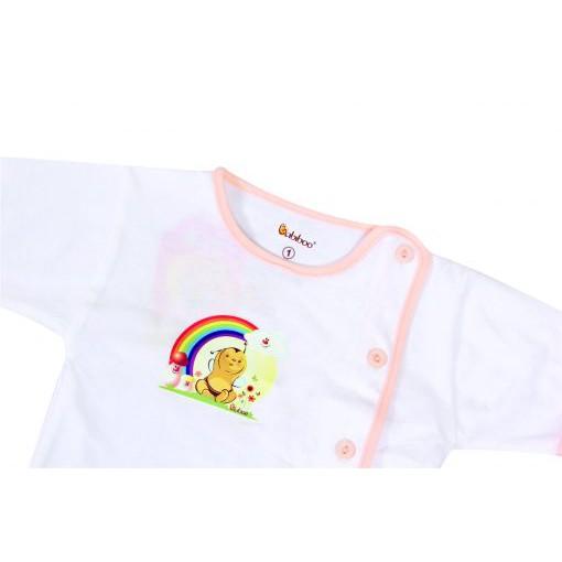 Áo sơ sinh tay ngắn Babiboo áo sơ sinh cổ bác sĩ viền màu chất cotton tự nhiên - BB05