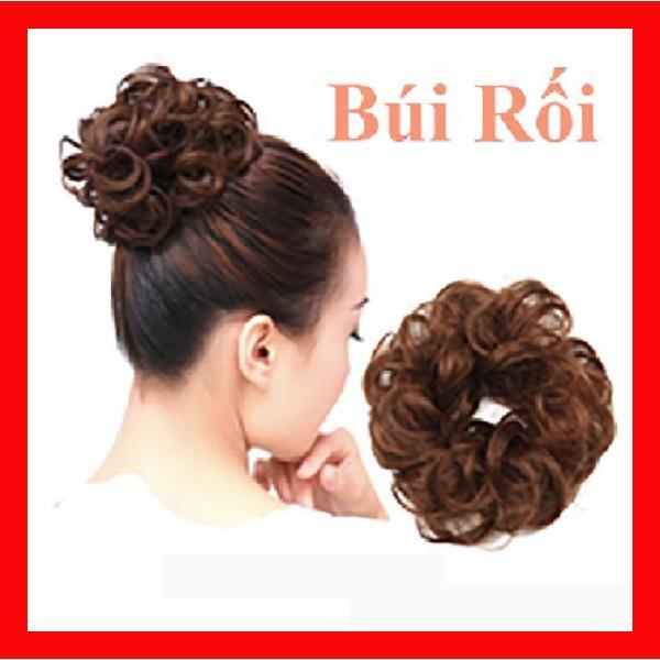 - Tóc giả búi cột xoăn