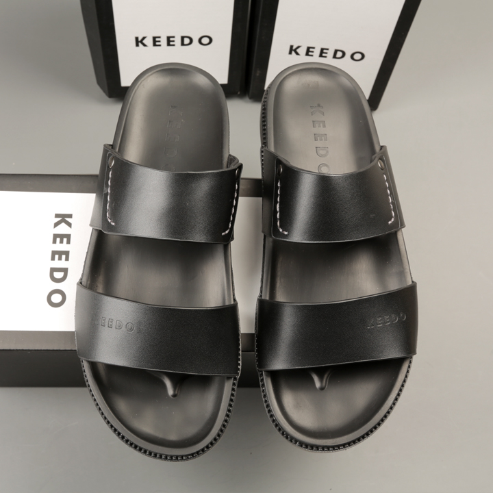 Dép 2 Quai Ngang cao cấp da bò thật KEEDO BH01010