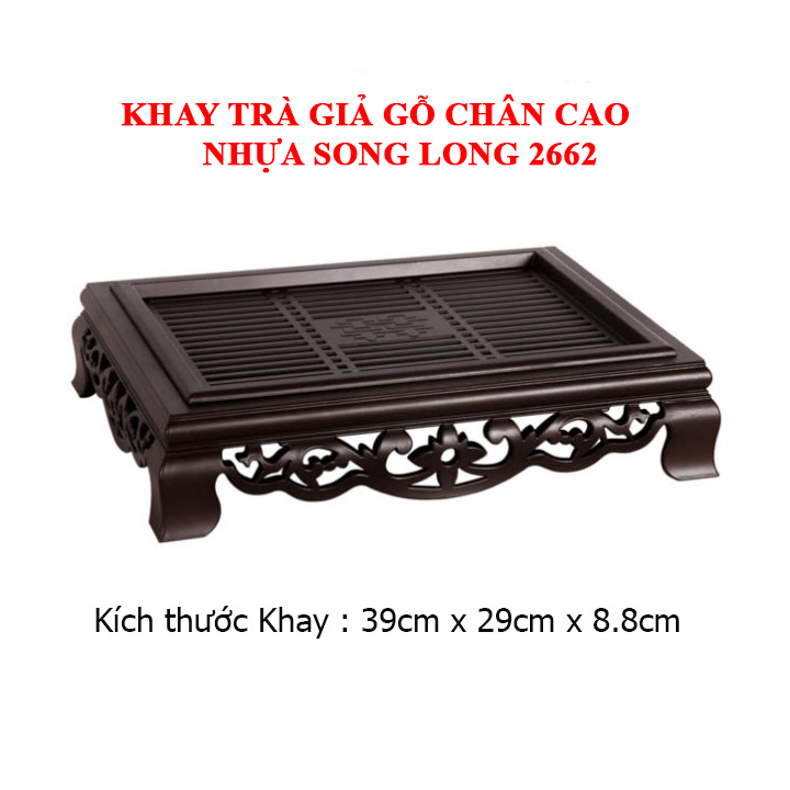 Bộ ấm chén uống trà cao cấp gốm bát tràng chất liệu gốm tử sa màu nâu đỏ khắc họa tiết đẹp tráng men trắng xanh tặng kèm khay trà nhựa giả cổ Song Long.