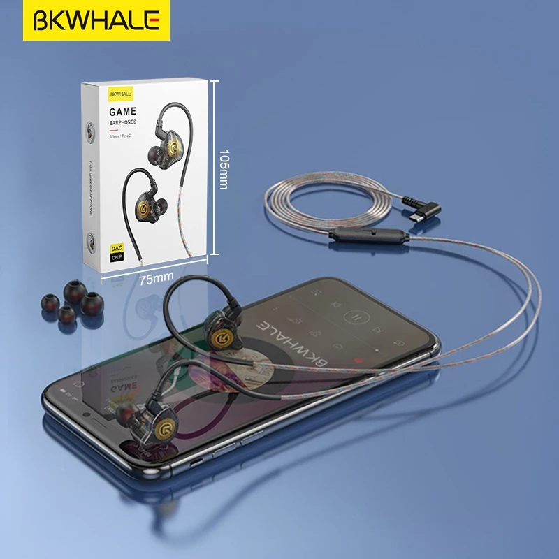 Tai nghe cao cấp có dây type C Bkwhale 8D Âm thanh vòm Bass Loại C Micrô khử tiếng ồn Tai nghe trong tai Tai nghe trò chơi thể thao Tai nghe TP55 - miếng lót chuột