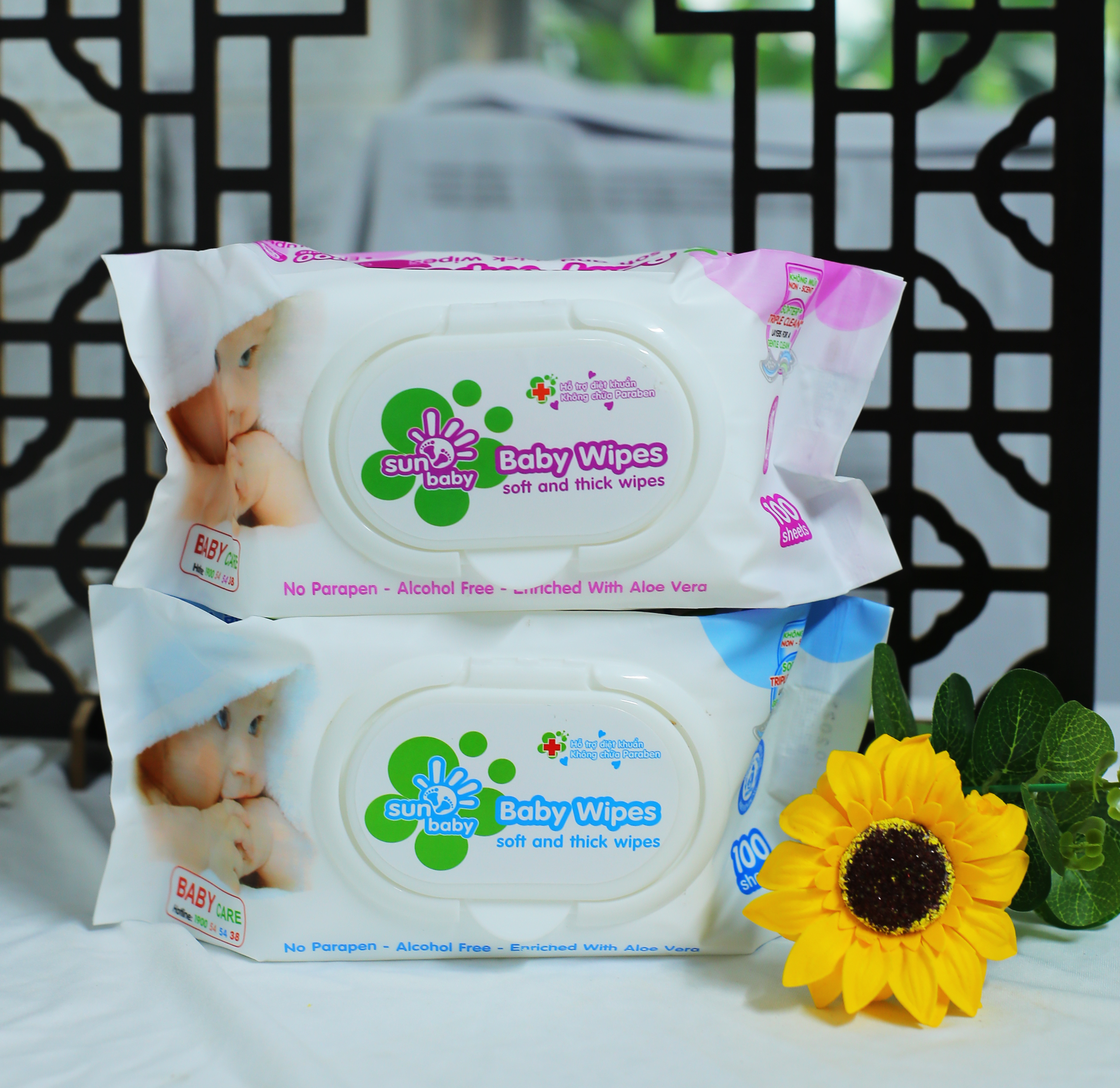 [MUA 3 TẶNG 1] Combo 3 bịch khăn ướt 100 Sunbaby SBB2020