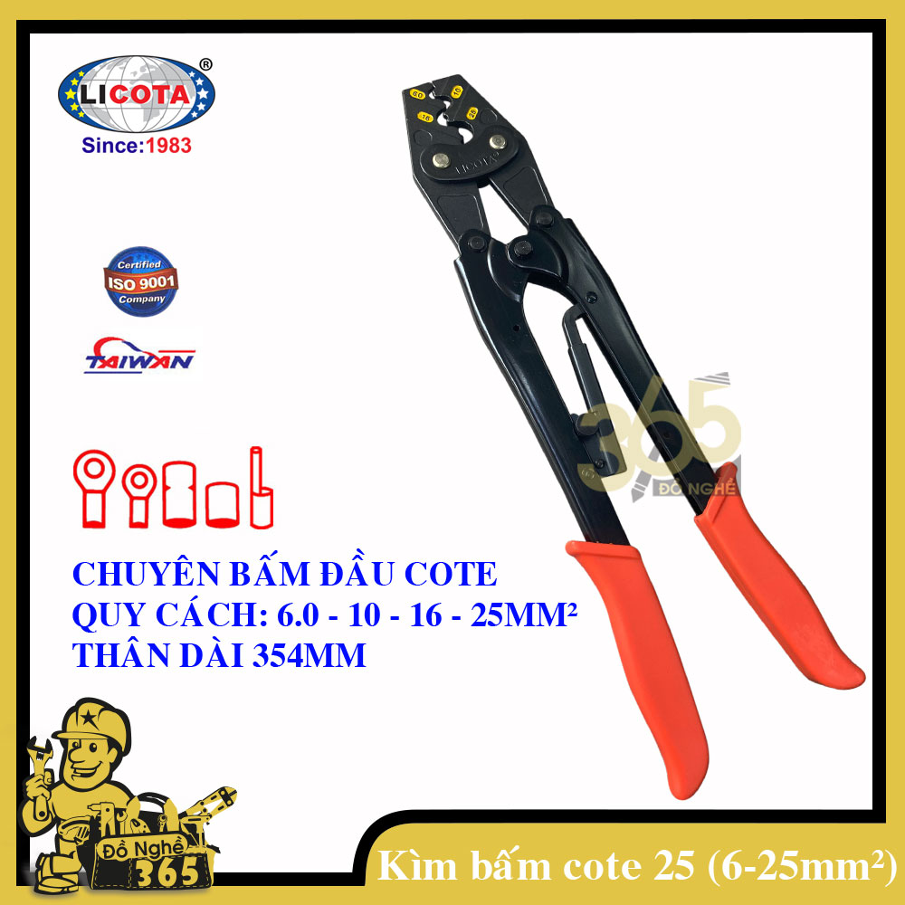 Kìm bấm đầu cote số 25 (5.5 -&amp;gt; 25 mm2) Licota( kìm bấm cos)