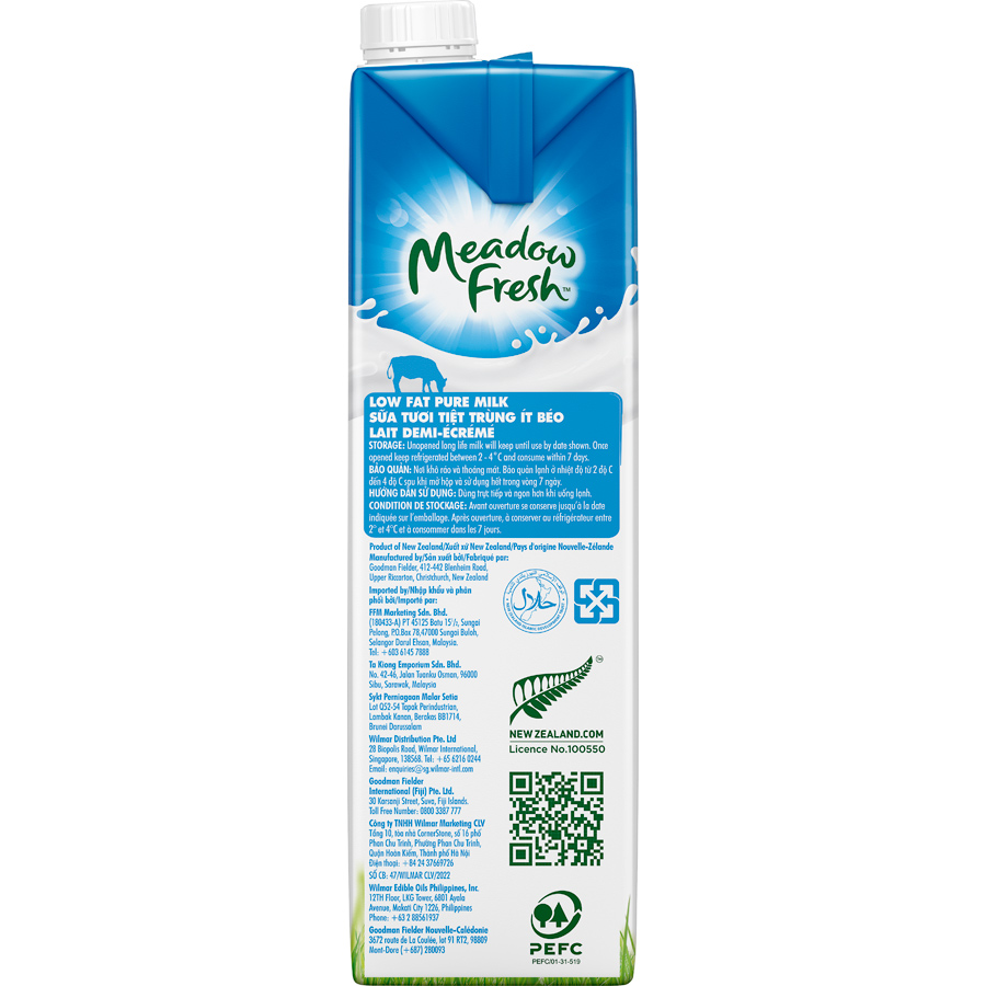 Thùng 12 hộp Sữa tươi tiệt trùng ít béo Meadow Fresh 1L