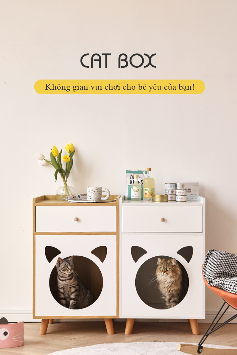 Tab Đầu Giường Kết Hợp Cat Box Có Chân - GP195 - Kệ Tủ Đầu Giường