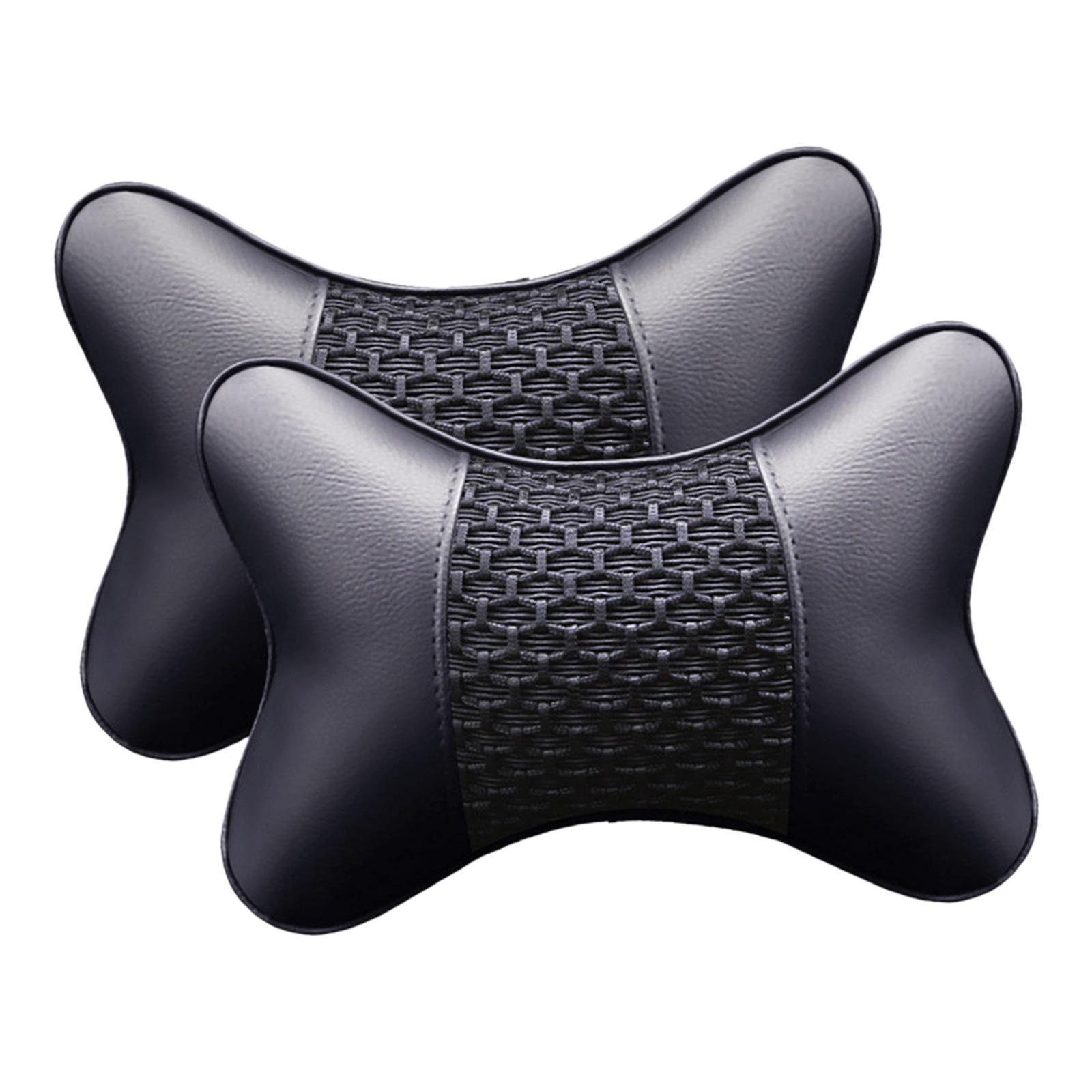 2 Headrest Artificial Leather Comfortable Car Pillow for Living Room