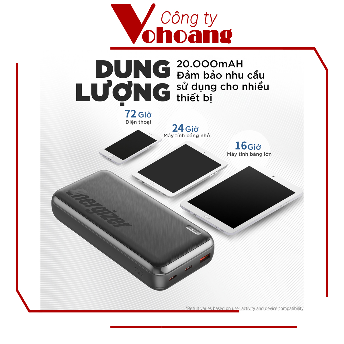 [Mỹ] Sạc dự phòng Energizer UE20055PQ Dung lượng 20000mAh sạc nhanh PD 20W với 9 chứng nhận an toàn - Hàng chính hãng