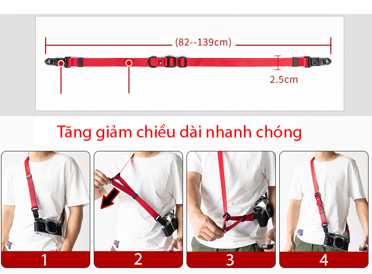 Dây đeo máy ảnh thao tác nhanh bản 2.5cm