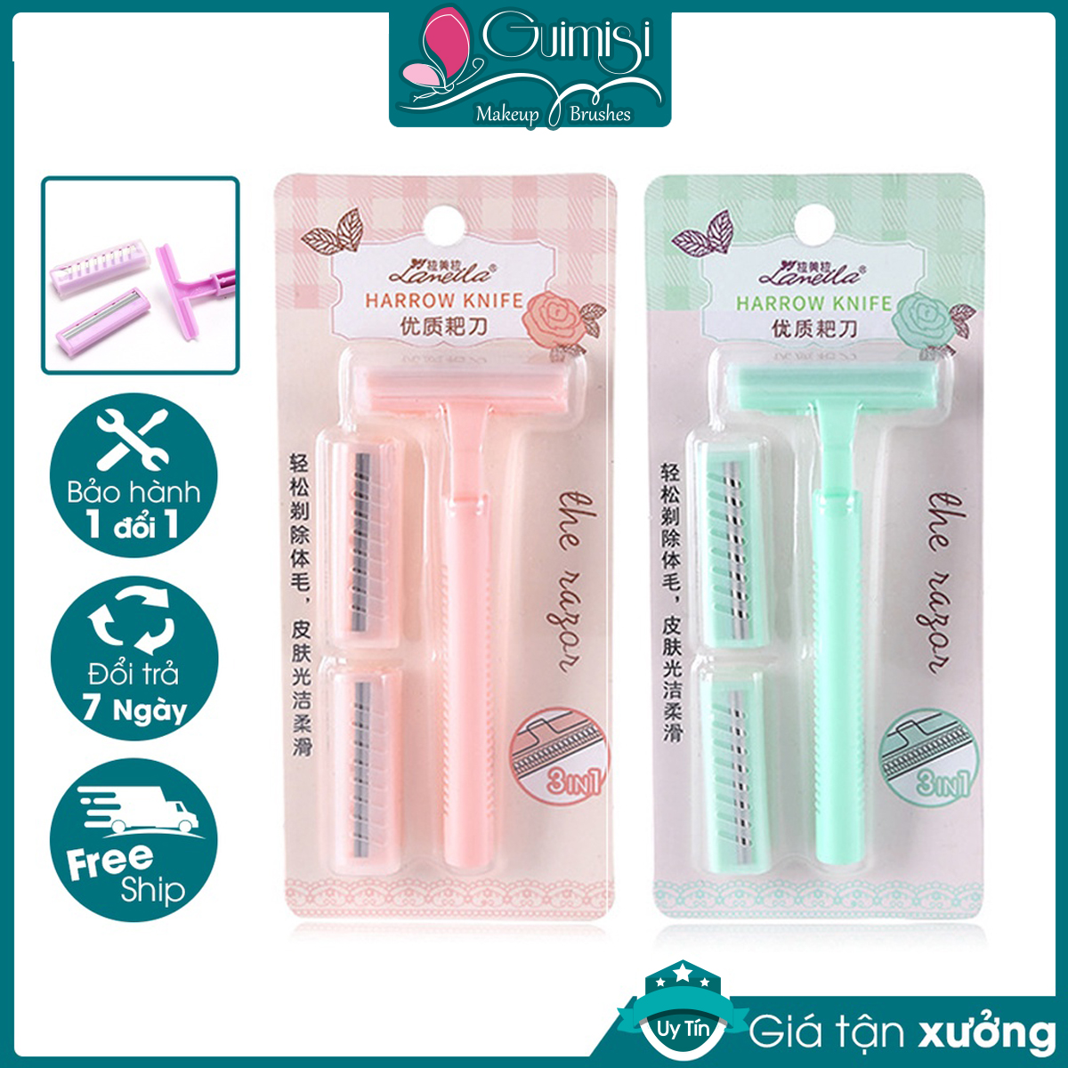 Bộ Dao Cạo Râu, Lông Tay Chân, Nách  3 Lưỡi Lameila