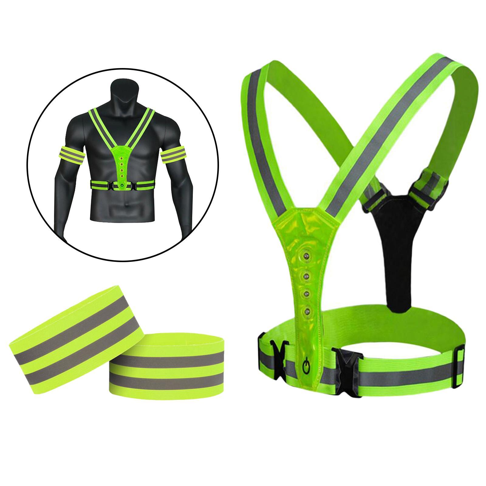 Reflective Vest Running Gear, Running Lights for Runners, USB Rechargeable Adjustable Safety Vest for Men Women, LED Light Up Vest