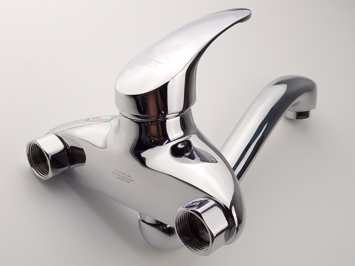 Tên sVòi rửa chén âm tường nóng lạnh Đồng mạ Chrome Eurolife EL-T015AT (Trắng bạc)