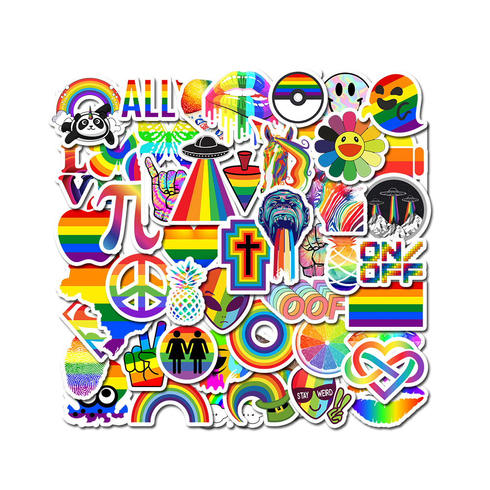 Sticker 50 miếng hình dán Rainbow - hàng nhập khẩu