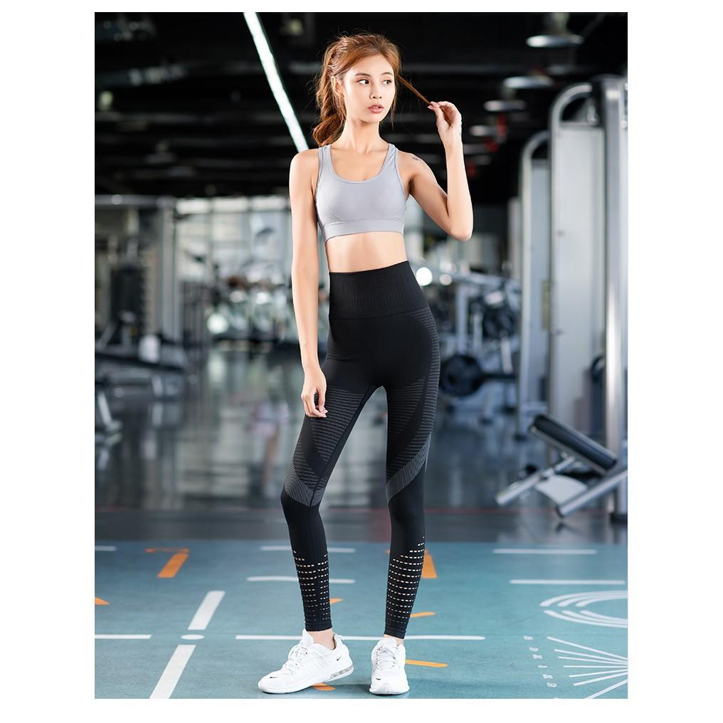 Quần tập gym yoga legging thể thao phối lỗ thoáng khí cao cấp