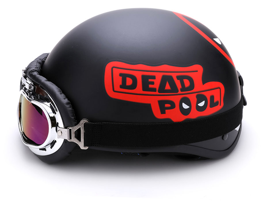 Combo mũ bảo hiểm deadpool + kính phi công