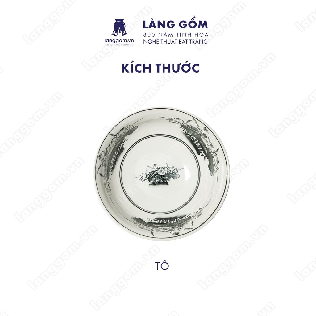 Bộ bàn ăn vẽ hoa sen đen - Size: 55cm - Gốm sứ Bát Tràng - Làng Gốm