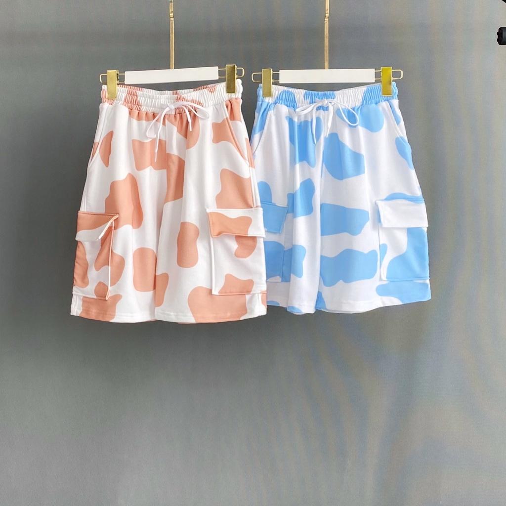 Quần short túi hộp SIB Clothing chất thun ống rộng unisex bò sữa SIB007