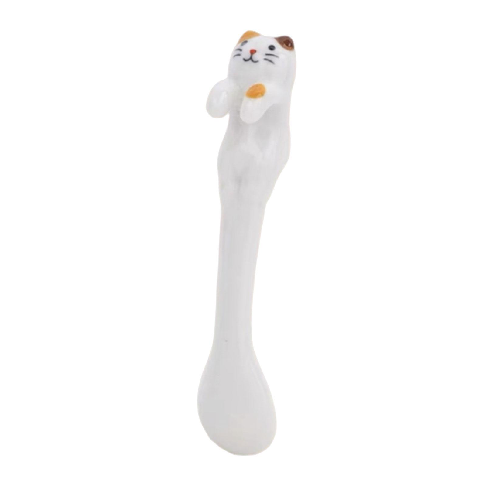 Hanging Coffee Spoon, Small Cat Animal Spoon, Kitchen Tools Ice Cream Flatware Ceramic Cat Spoon, Hangable Tea Spoon, for Kitchen Restaurant