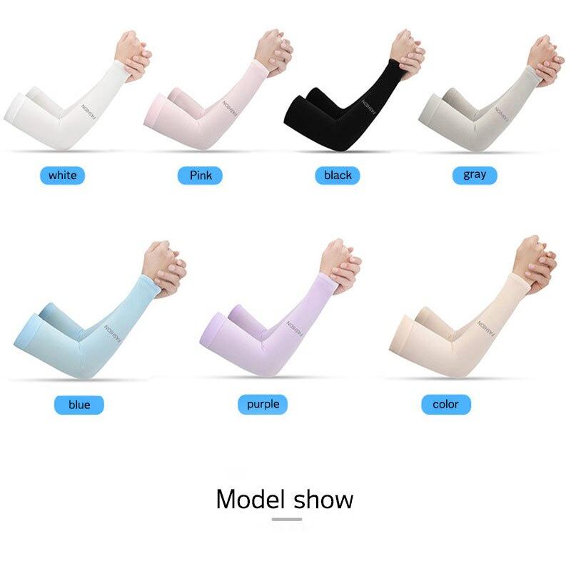 Outdoor Cooling Ice Silk Arm Sleeves Sun Protection Cuff Arm Warmers for Cycling Basketball Football Running Sports Women Men