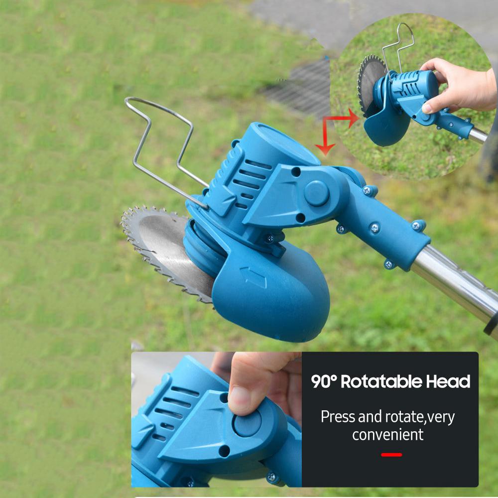 Geevorks 21V Telescopic Handheld Cordless Grass Trimmer Electric Lawn Mower 2 Pack 1500mAh Rechargeable Battery Fast Charger Multi Function Power Lithium Trimmer with Plastic/ Stainless Steel Blade, Circular Saw Blade