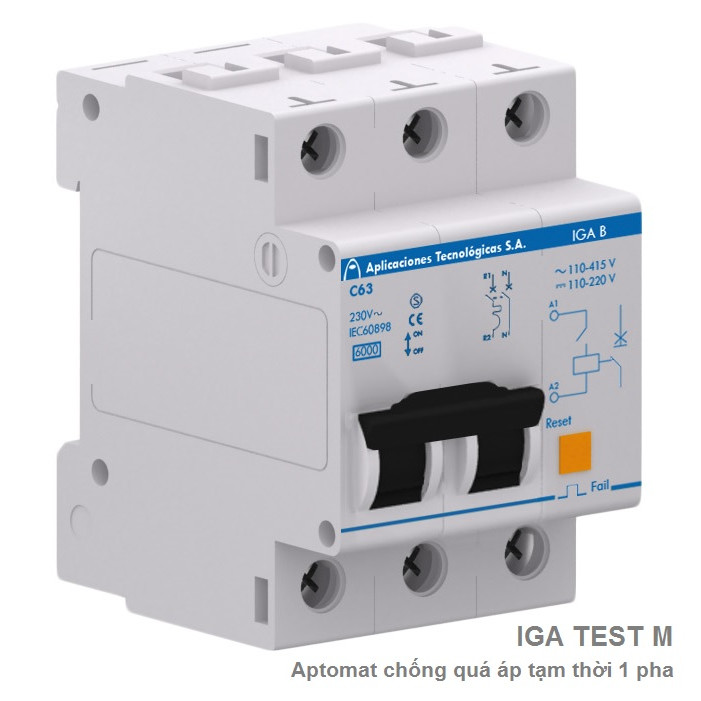 Aptomat chống quá áp tạm thời 1 pha IGA TEST M20 - Hàng chính hãng