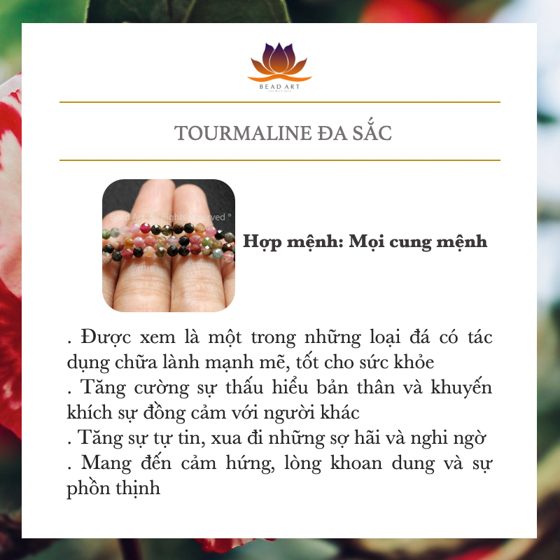 [5 Hạt/10 Hạt] 3MM Đá Tourmaline Đa Sắc Giác Cắt Tự Nhiên Loại A, Đá Phối Vòng Tay Phong Thuỷ, Chuỗi Hạt - Bead Art