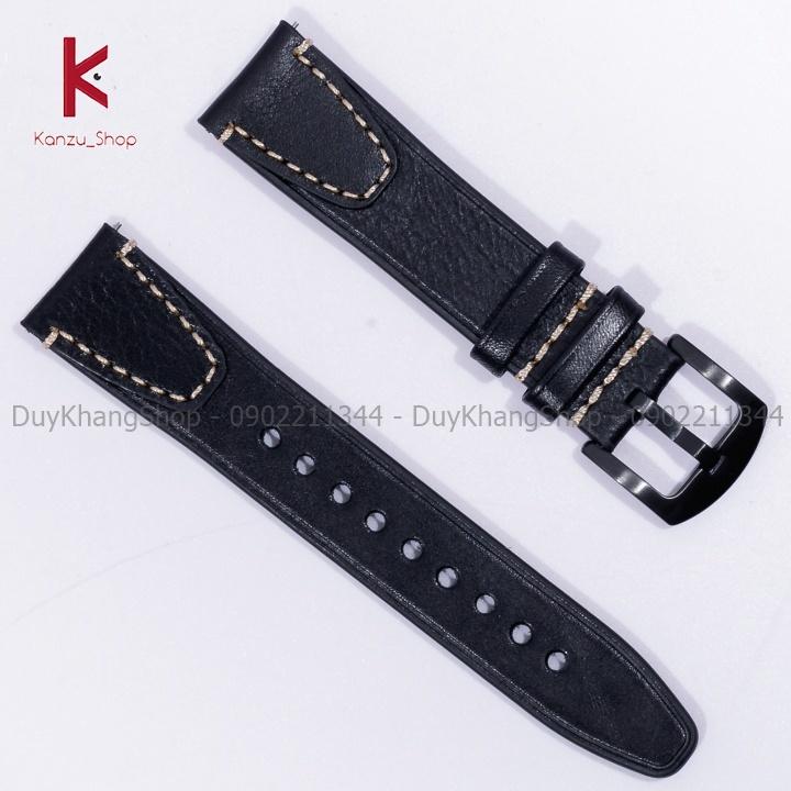 Dây đồng hồ da bò handmade cốt thông minh 20mm 22mm