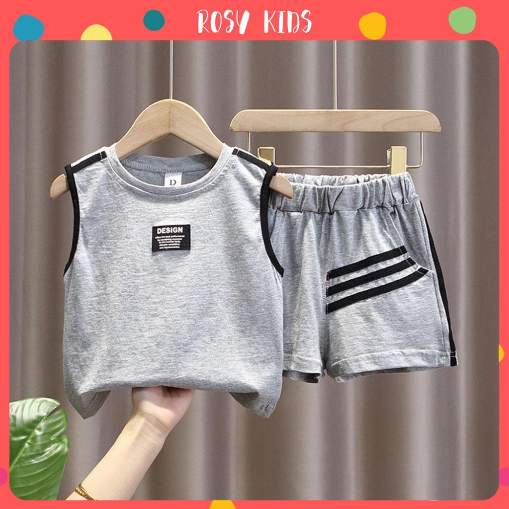 Bộ quần áo cho bé trai, Bộ sát nách kẻ sọc cho bé trai chất cotton cho bé từ 7-18kg - ROSY KIDS