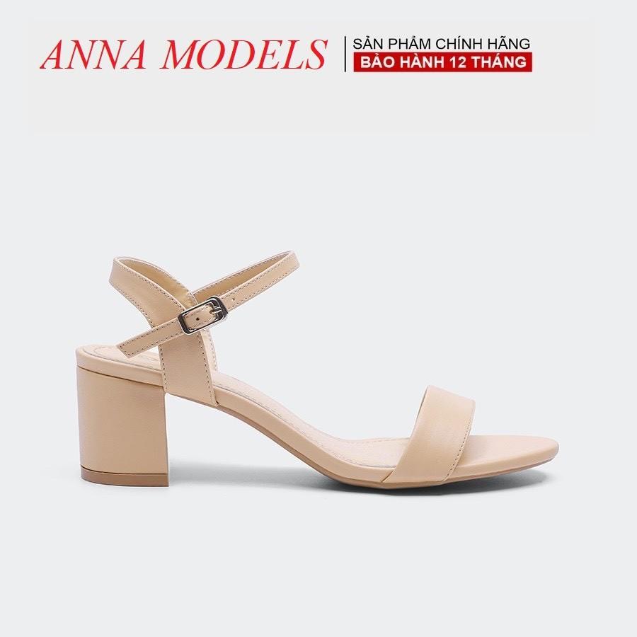 Giày sandal cao gót Annamodels Thời Trang Gót Vuông 5cm Màu Đen-A100 HÀNG BẢO HÀNH