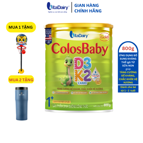 Sữa non Colosbaby Gold D3K2 1+ 800g, sữa bột giúp bé tăng cường đề kháng, chắc  khỏe hệ xương - VitaDairy