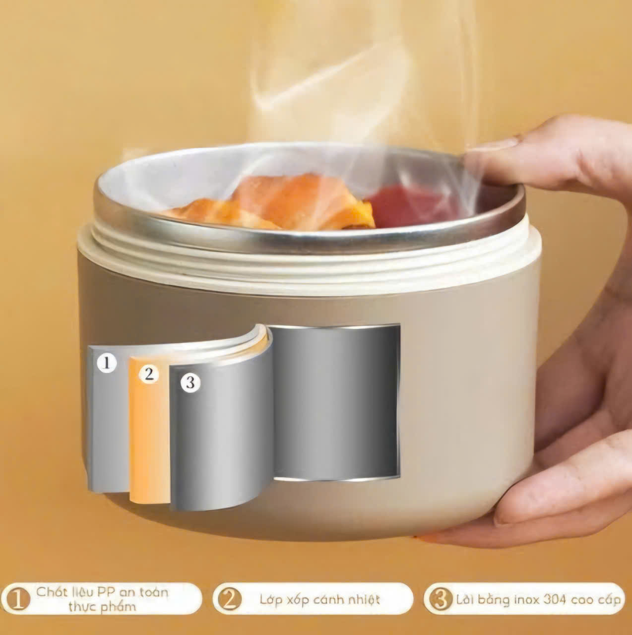 [KoSuyTu] Hộp Cơm Giữ Nhiệt Cao Cấp LUNCHBOX INOX 304 - 2/3/4 Tầng Rời - Tặng Kèm Túi Giữ Nhiệt + Bộ Túi Thìa Dĩa INOX