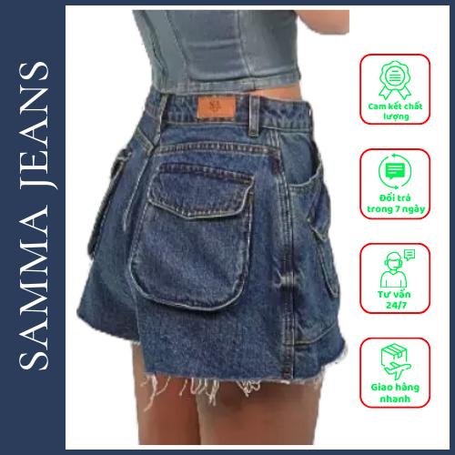 Quần short jean túi hộp SJS04 - Quần jean giả váy cá tính, Phong Cách Gợi Cảm Cho Nữ | Samma Jeans