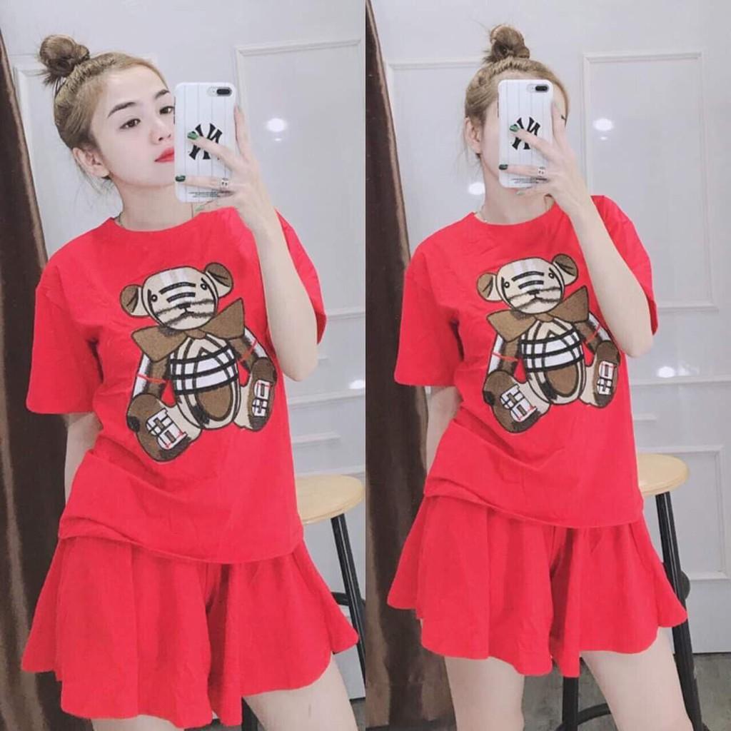 SET BỘ ĐỒ NỮ HỌA TIẾT GẤU XINH XẮN