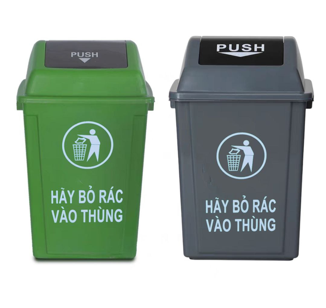 Thùng Rác nắp lật 60L nhựa HDPE cao cấp – Thùng rác lật công nghiệp 60L bền bỉ, chịu lực tốt, chống va đập và ăn mòn hóa chất