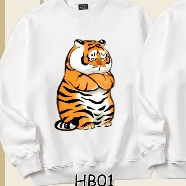 Áo Sweater cặp đôi Hổ béo cute HB01HB02 Mr.Buffalo - HB02 Trắng