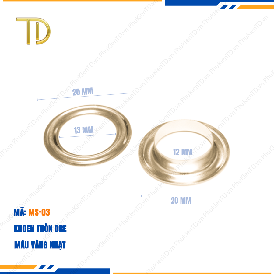 Khoen ore mắt cáo, Khoen mắt cáo ore, Vòng khoen túi xách 20mm công nghệ mạ điện độ bền 5-8 năm