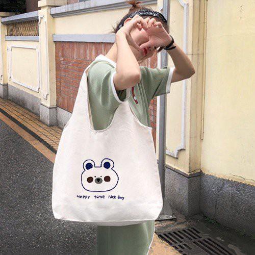 Túi xách nữ Tote In Gấu Happy Time | CoolZy