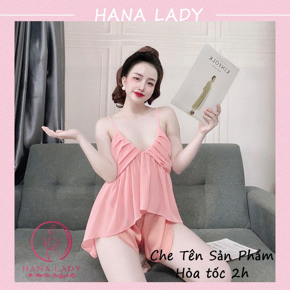 Bộ ngủ 2 dây nữ - Đồ mặc nhà lụa sexy gợi cảm VN478