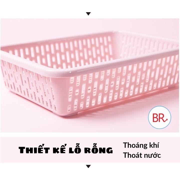 Rổ nhựa chữ nhật Việt Nhật (3593/3594) đựng đồ đa năng, tiện ích – Khay nhựa chữ nhật đựng đồ nhà bếp, tài liệu 01765
