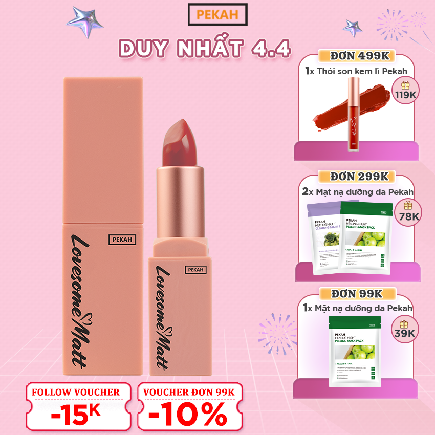 Son Thỏi Dưỡng Lâu Trôi LOVESOME MATT PEKAH LIPSTICK 3,3gr