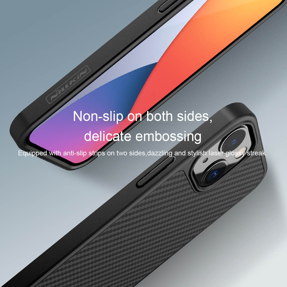 Ốp lưng chống sốc siêu mỏng cho iPhone 13 chất liệu vân carbon cao cấp hiệu Nillkin Synthetic fiber - hàng nhập khẩu