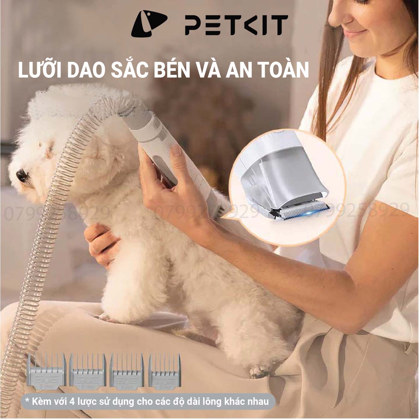 Máy Cắt, Tỉa, Hút Lông Chó Mèo Petkit 5 Công Dụng