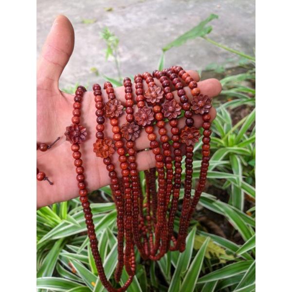 Vòng tay nữ gỗ hương chuỗi hạt 108 cỡ 6ly charm mix hoa sen hợp người trầm tính