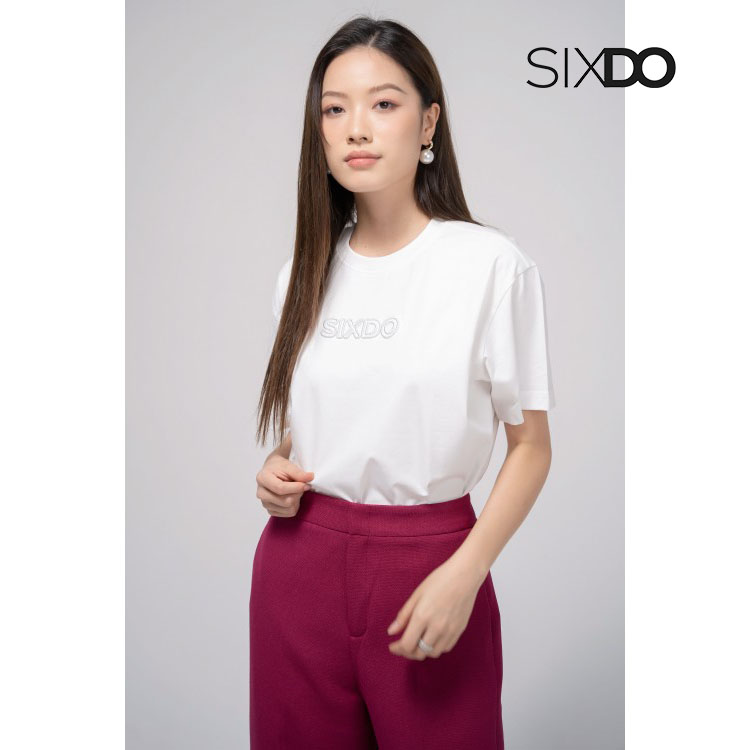 Áo phông chữ thêu SIXDO thời trang nhiều màu