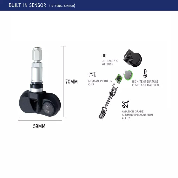 Cảm biến áp suất lốp dạng tẩu sạc gắn van trong ô tô TPMS C110