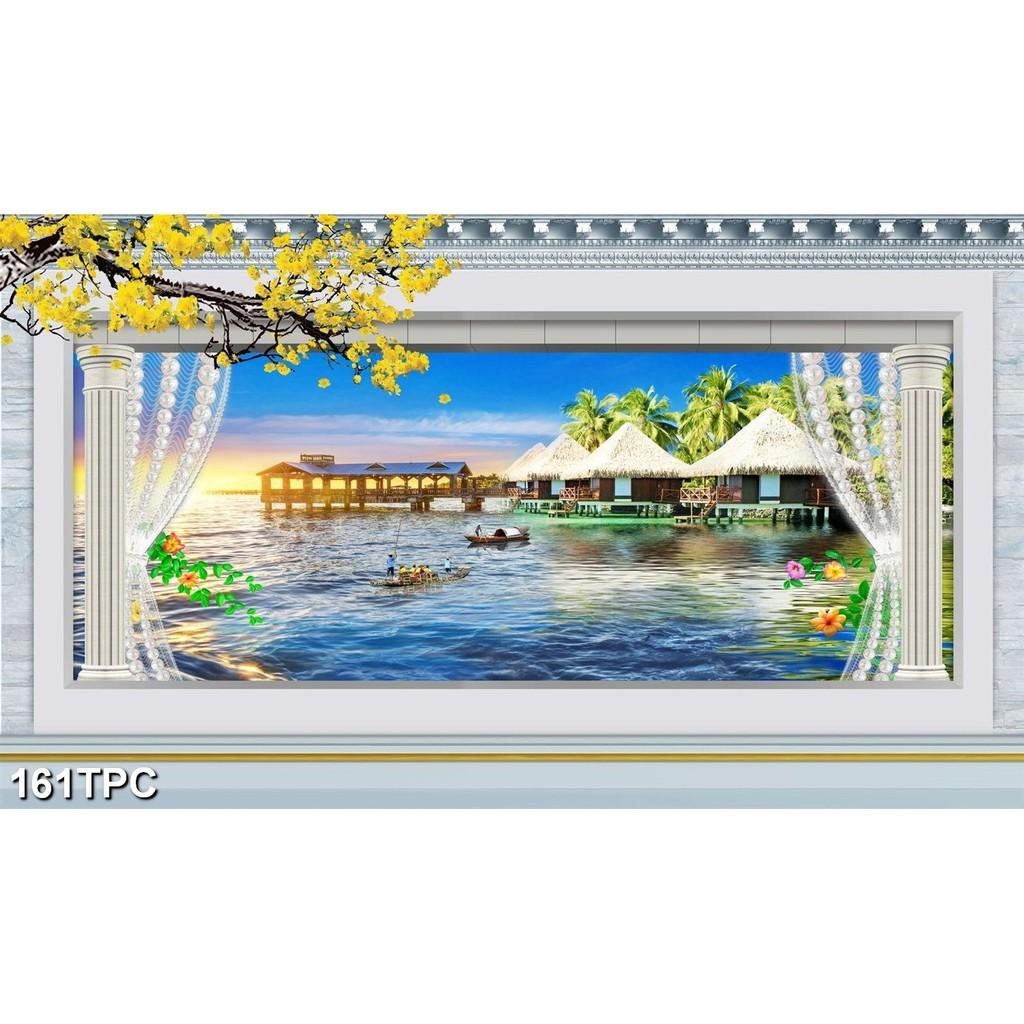 TRANH DÁN TƯỜNG 3D RÈM CỬA TRANG TRÍ PHÒNG KHÁCH, LỐI ĐI