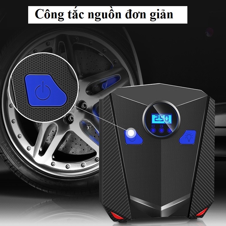 Bơm lốp ô tô, Bơm lốp xe hơi điện tử thông minh - kèm hộp công cụ cứu lốp BOM01