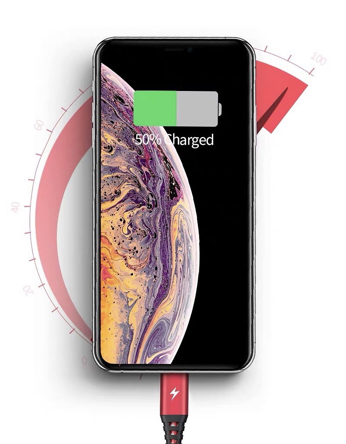 Dây cáp sạc dành cho Iphone/ Ipad bọc dù sạc nhanh chống đứt - Hàng Nhập Khẩu