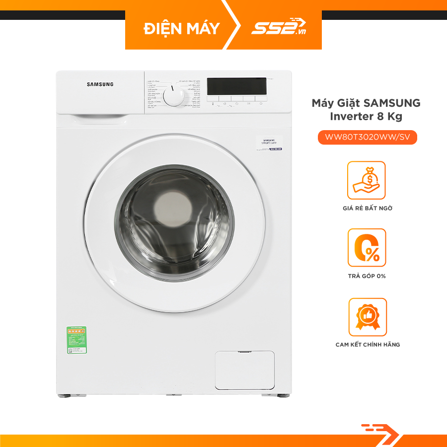 Máy giặt Samsung cửa trước Digital Inverter 8kg (WW80T3020WW) - Hàng chính hãng - Giao toàn quốc